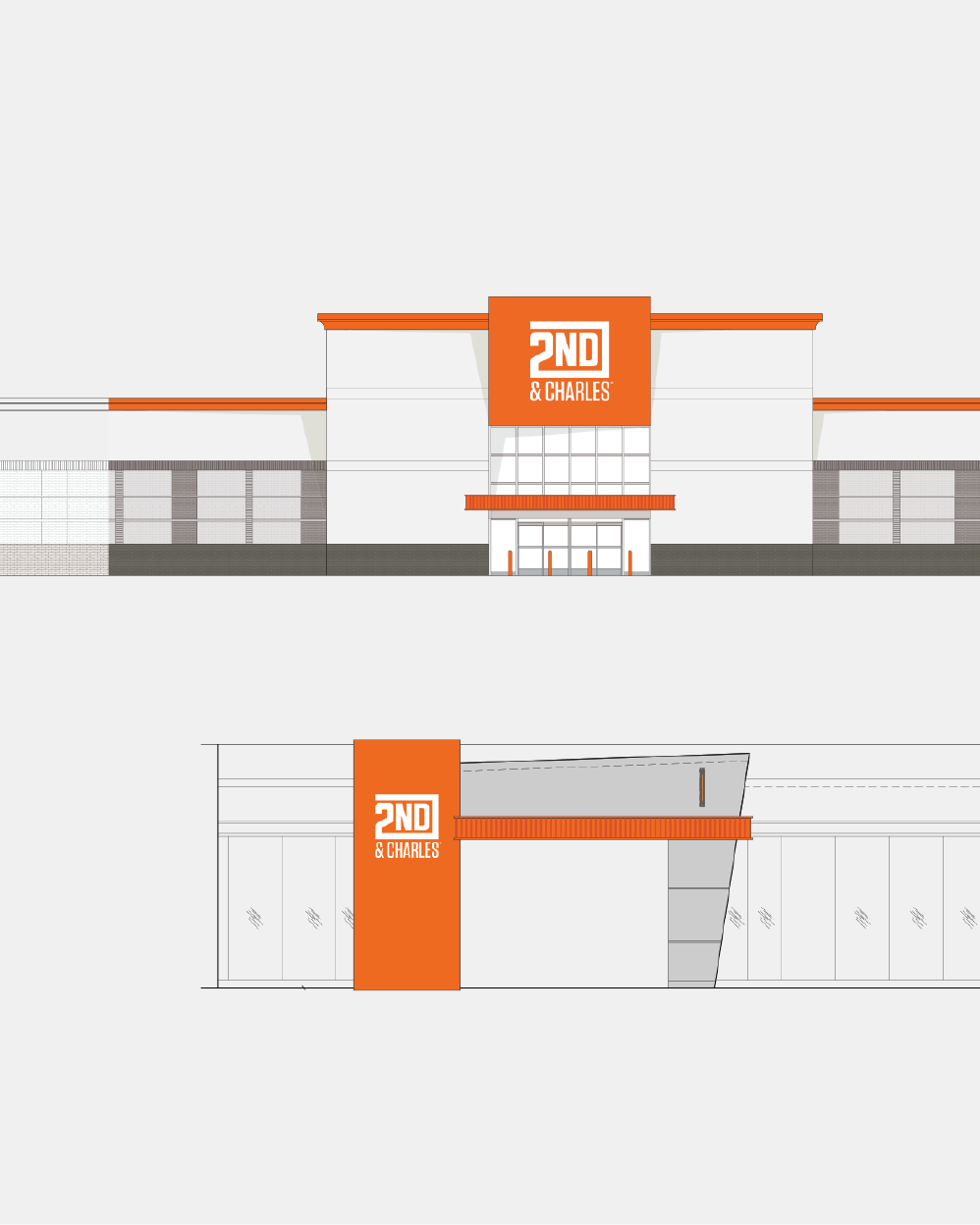 2nd & Charles store exterior schematic.