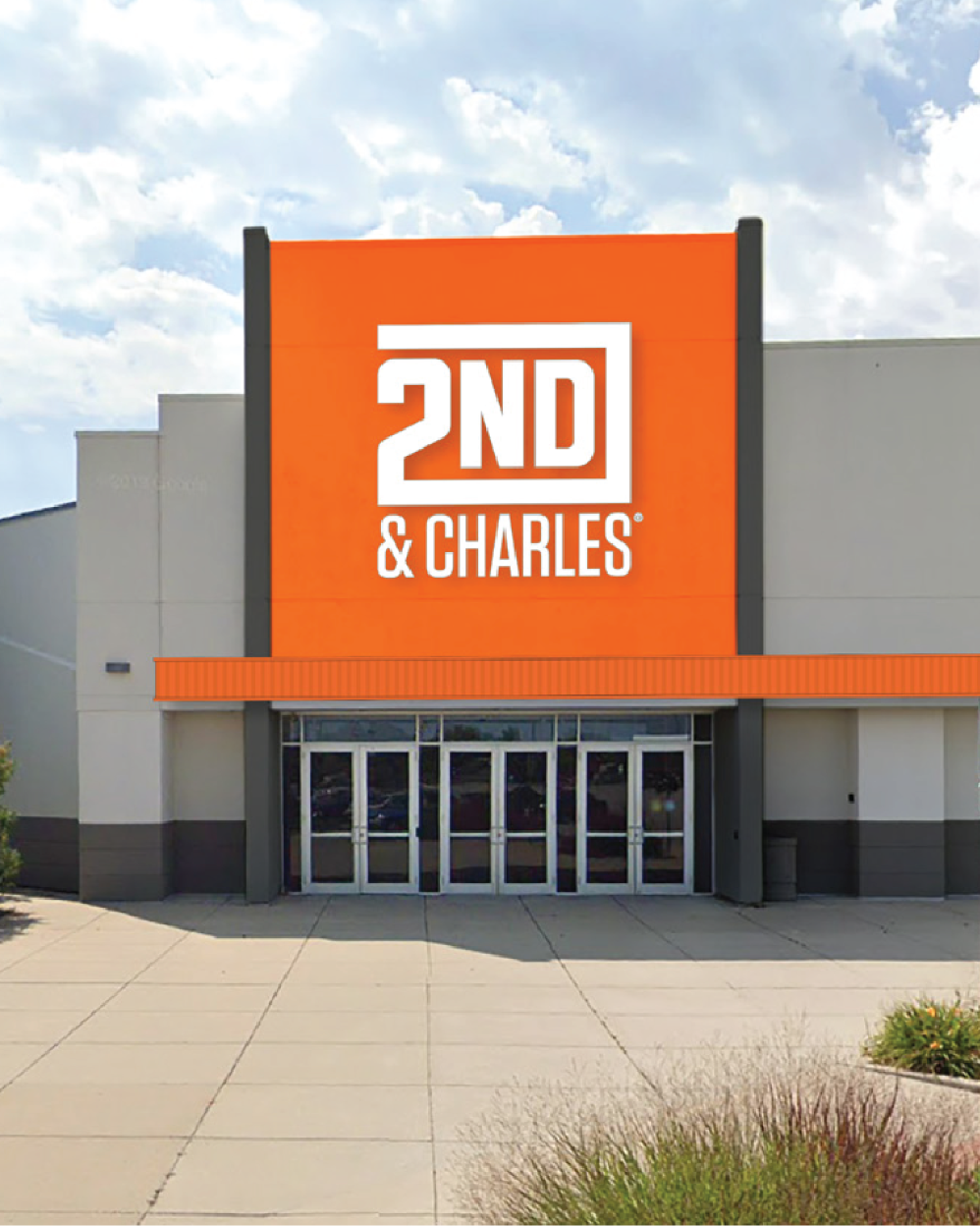 2nd & Charles storefront sign.