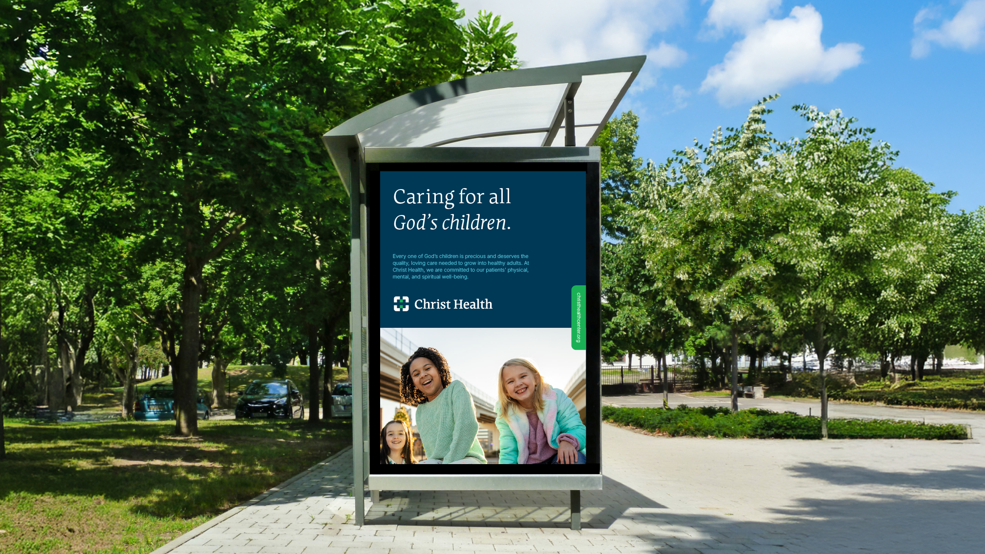 Christ Health bus stop caring for all.