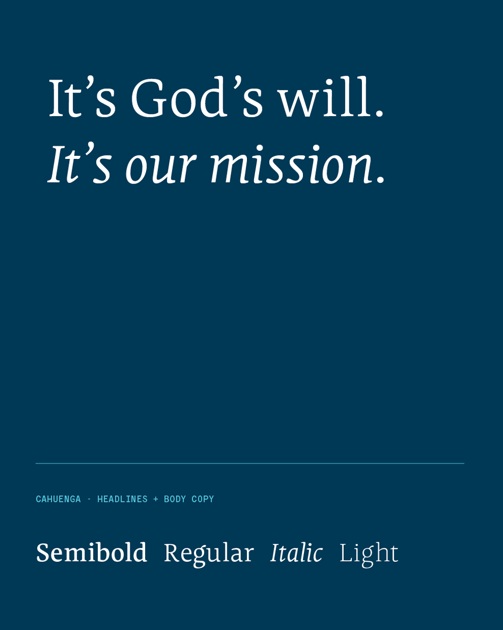 Christ Health gods will our mission typography.