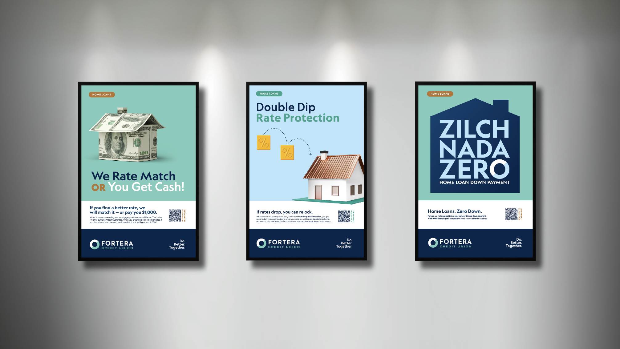 Fortera Credit Union three posters.