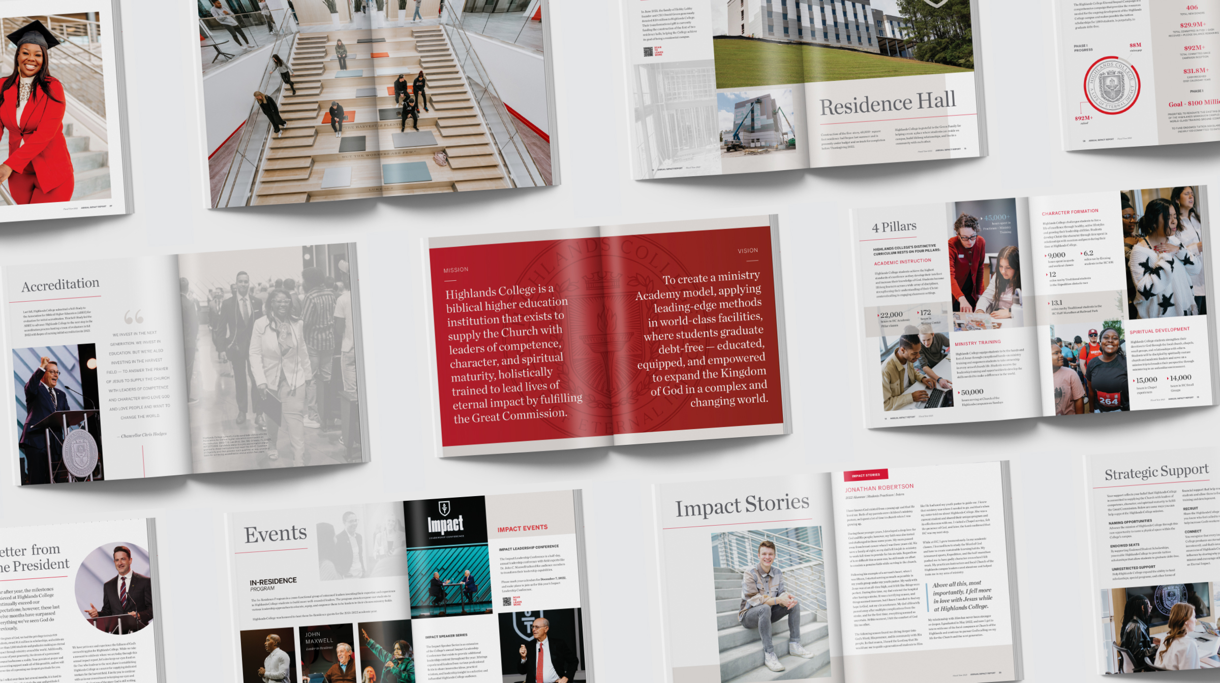 Highlands College magazine pages.