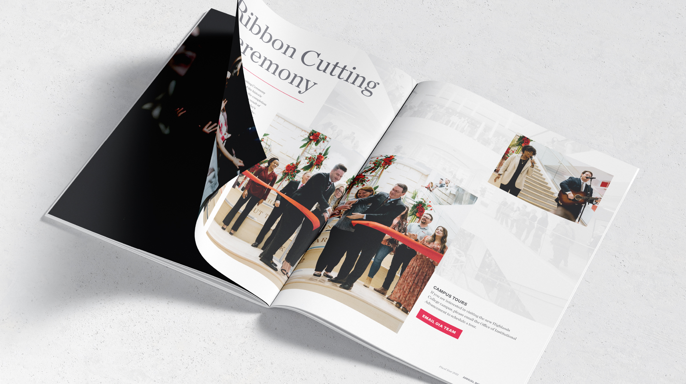 Highlands College magazine spread.