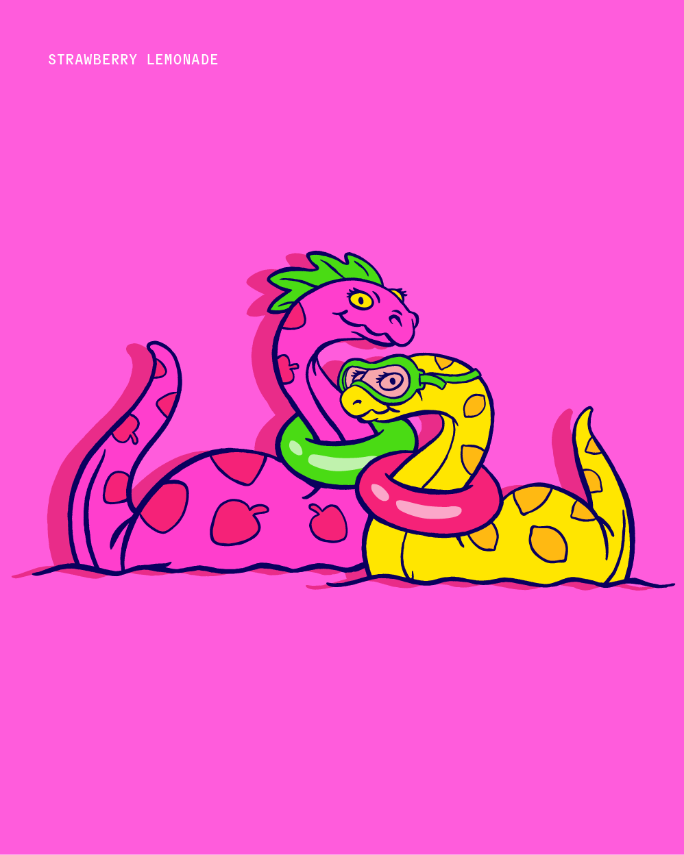 Hydrowild character illustration strawberry lemonade.