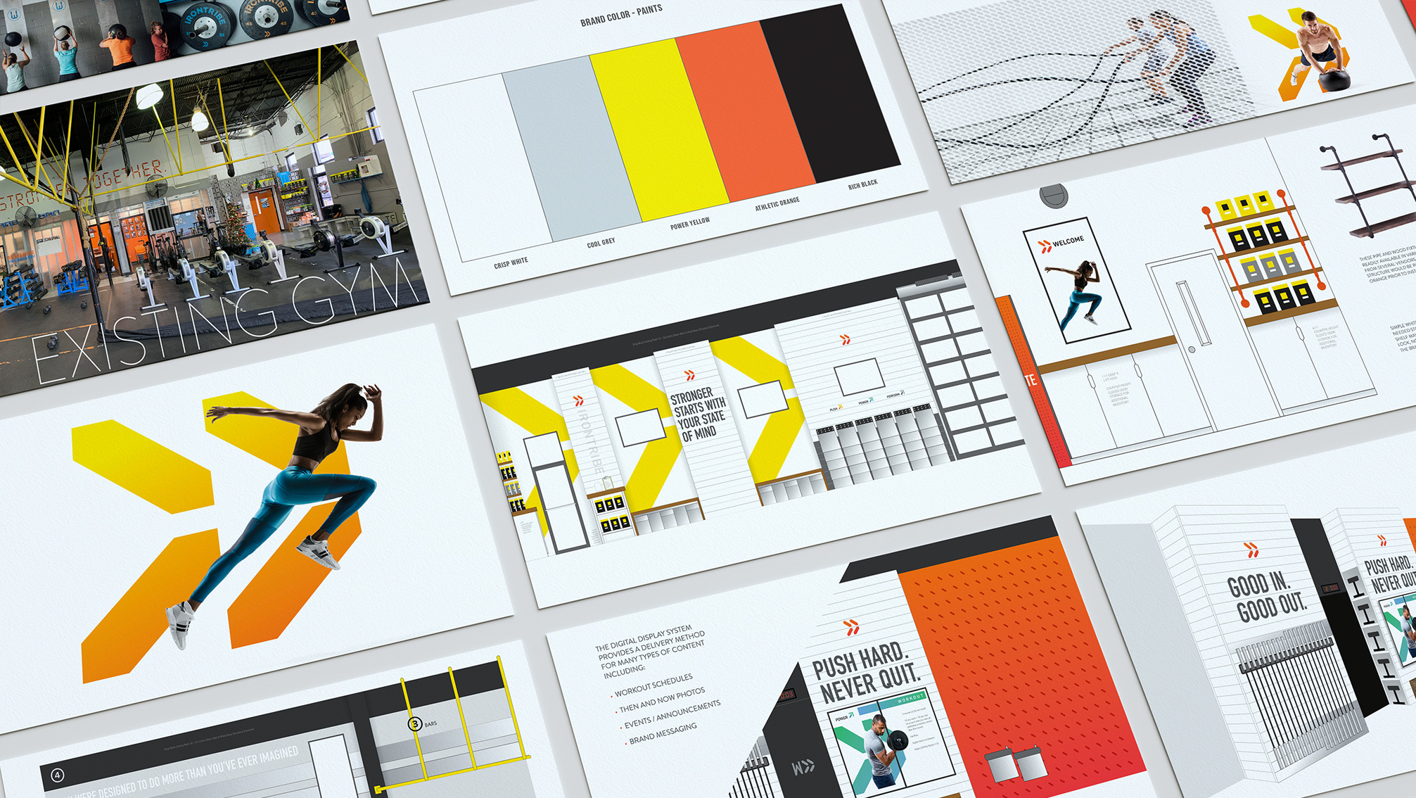 Iron Tribe brand guide layouts.