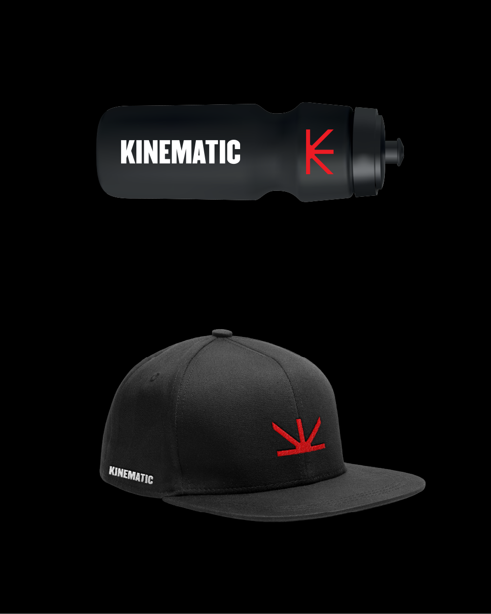 Kinematic swag hat and water bottle.