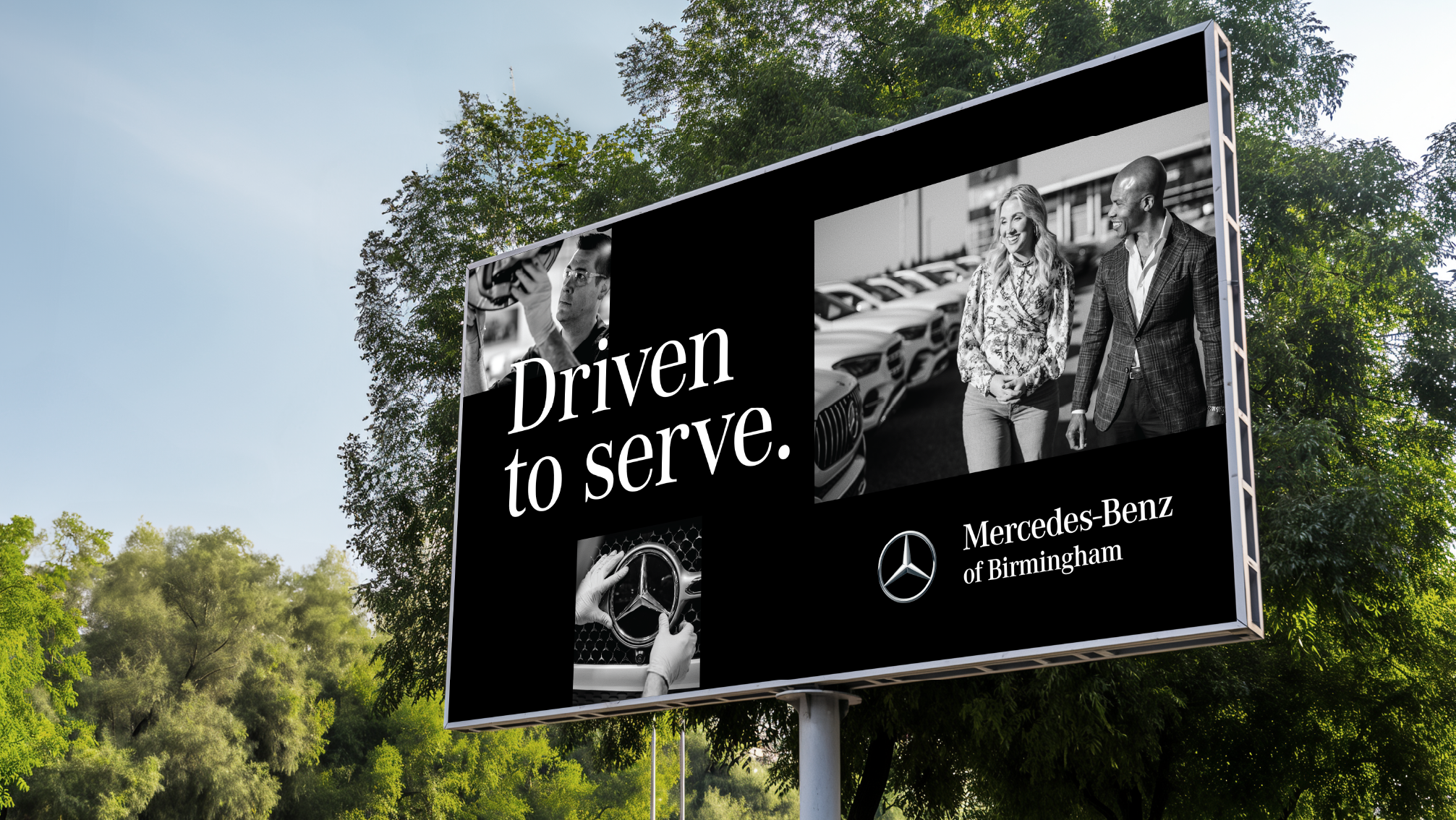 Mercedes Benz outdoor driven to serve.