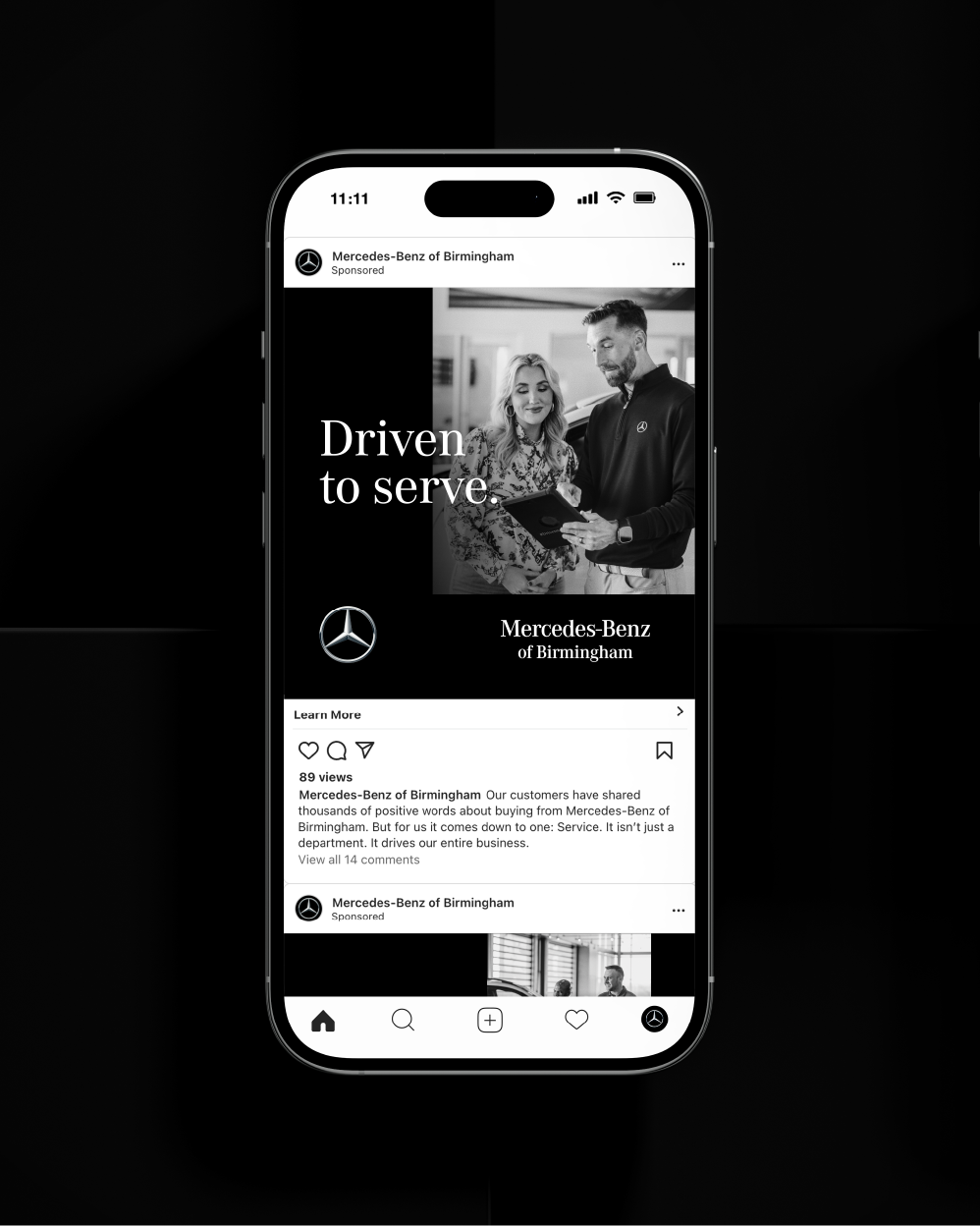 Mercedes Benz social post.