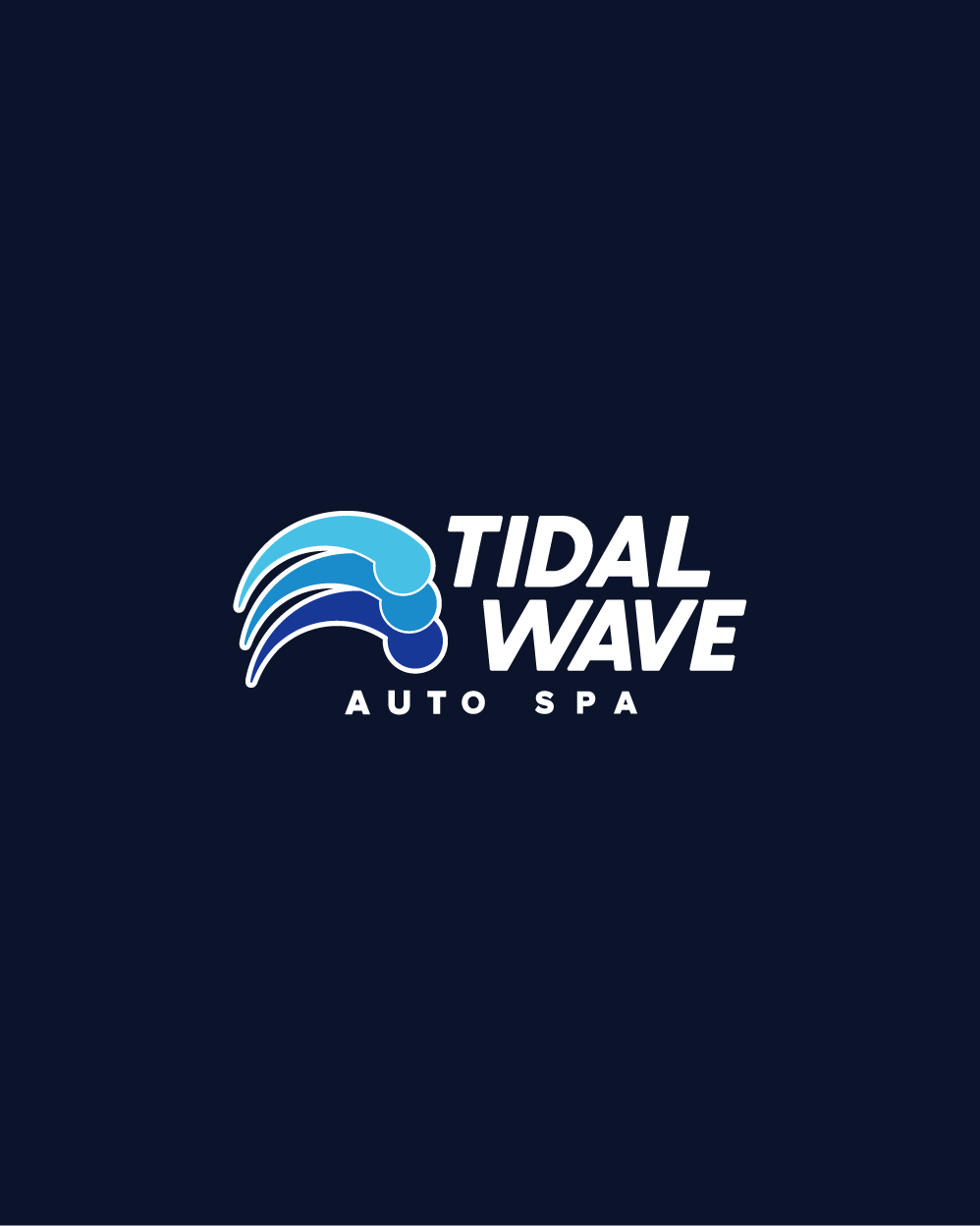 Tidal Wave logo on navy.